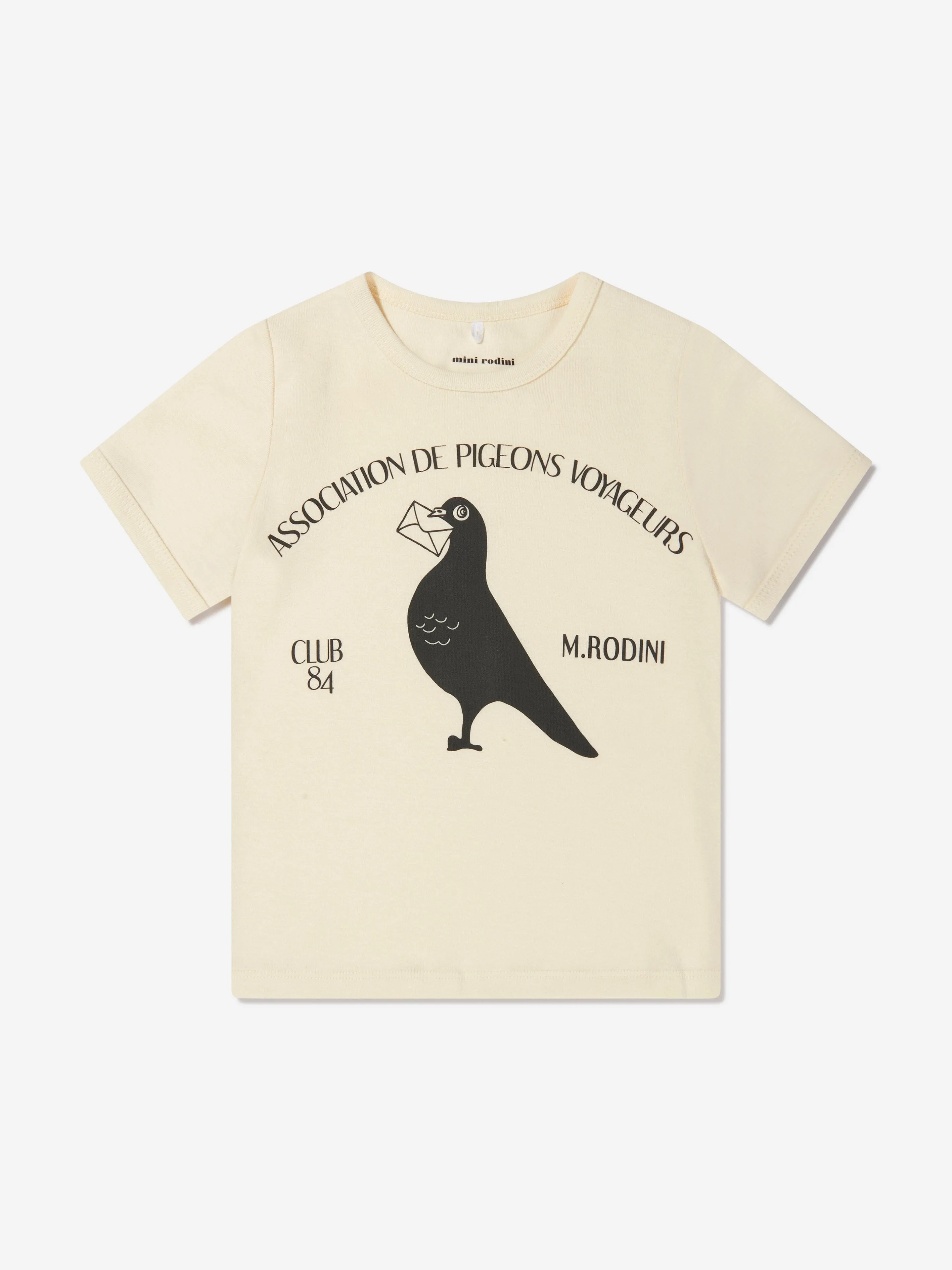 Mini Rodini Girls Organic Cotton Pigeon T-Shirt In White