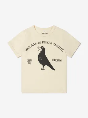 Mini Rodini Girls Organic Cotton Pigeon T-Shirt In White
