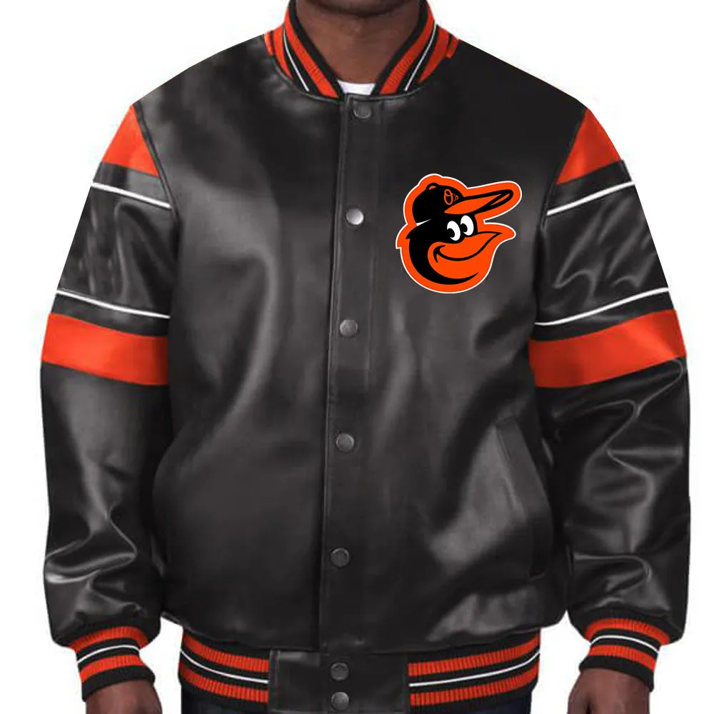 MLB Baltimore Orioles Leather Jacket For Men and Women