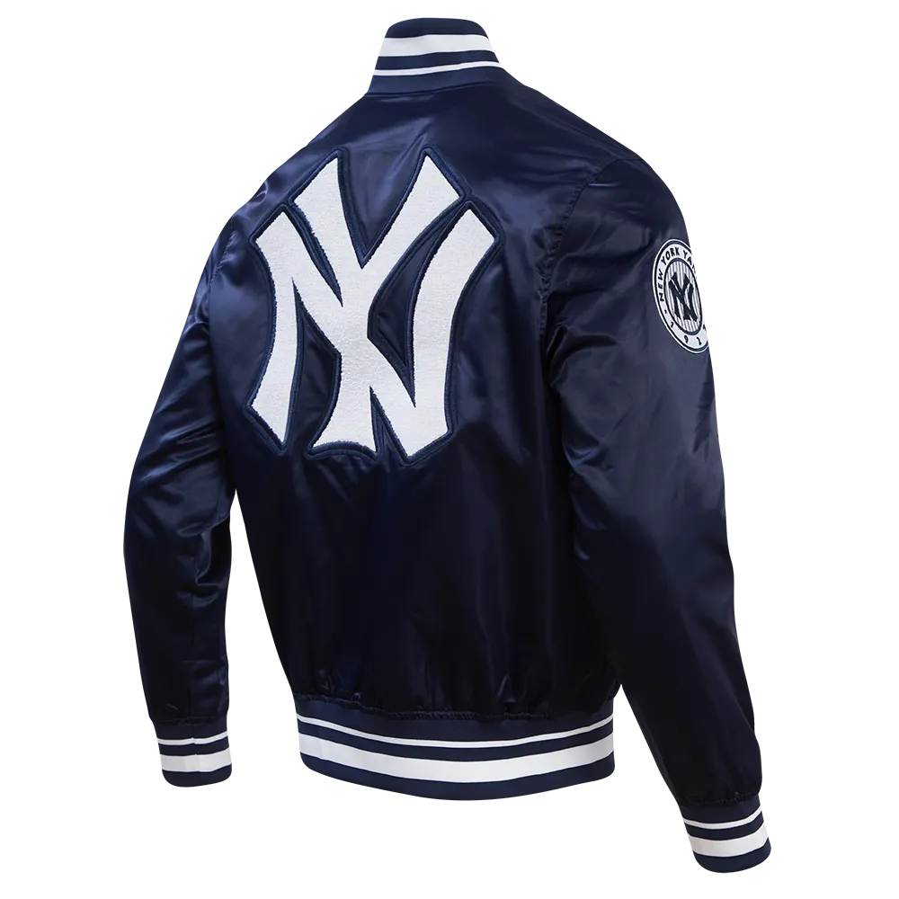 MLB NEW YORK YANKEES RETRO CLASSIC MEN'S RIB SATIN JACKET (MIDNIGHT NAVY)