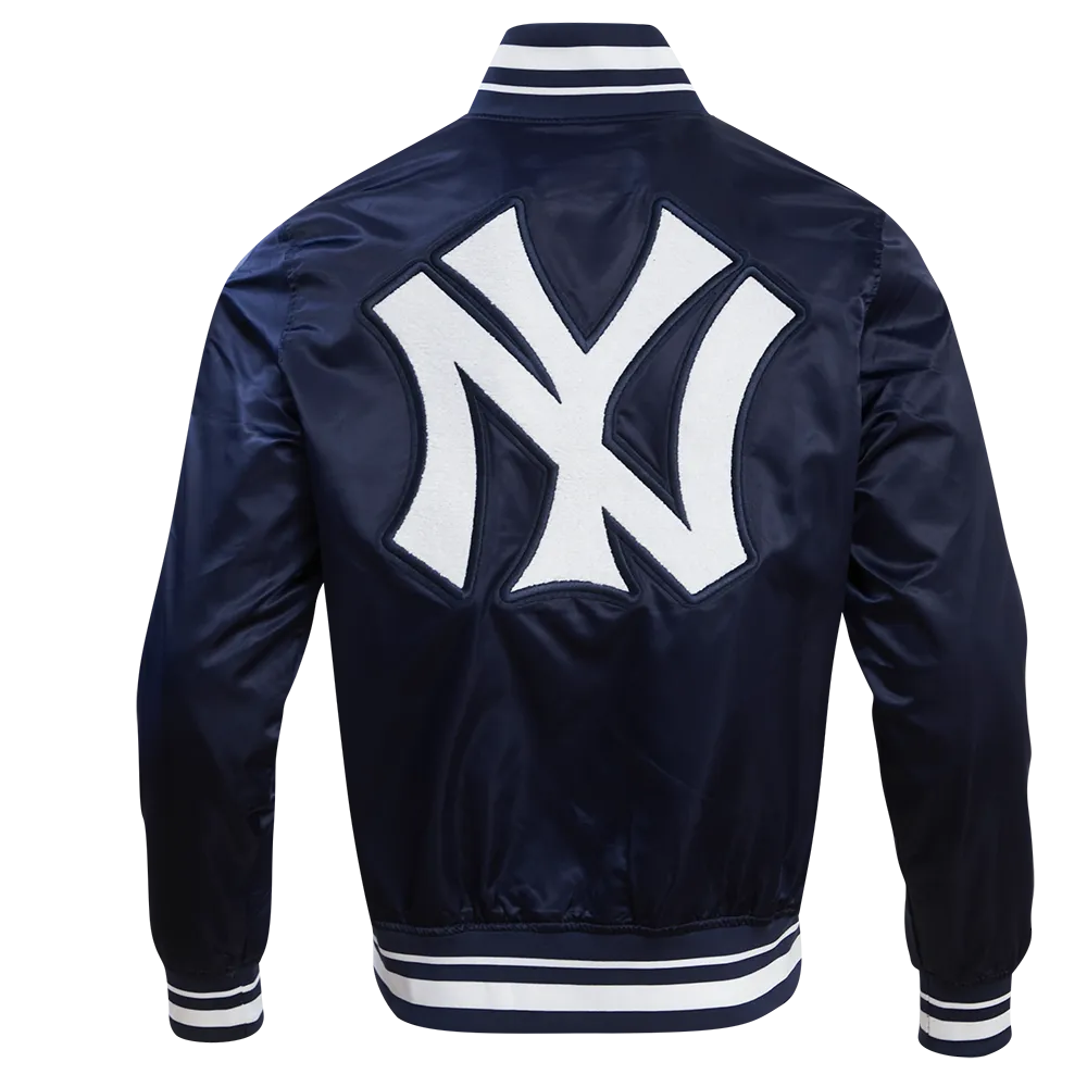 MLB NEW YORK YANKEES RETRO CLASSIC MEN'S RIB SATIN JACKET (MIDNIGHT NAVY)