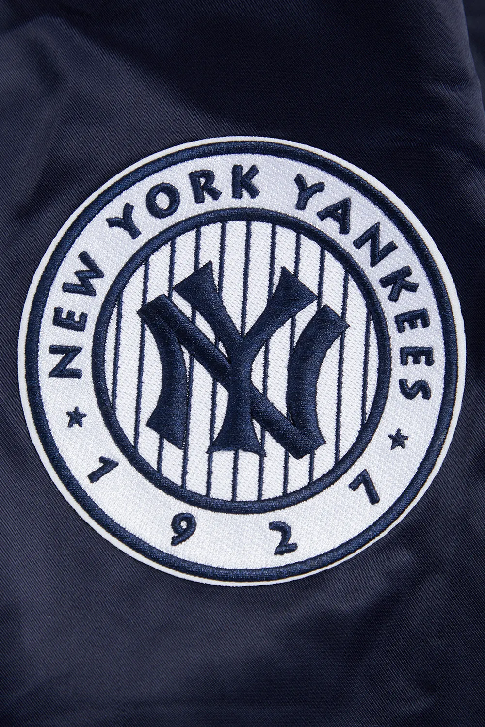 MLB NEW YORK YANKEES RETRO CLASSIC MEN'S RIB SATIN JACKET (MIDNIGHT NAVY)