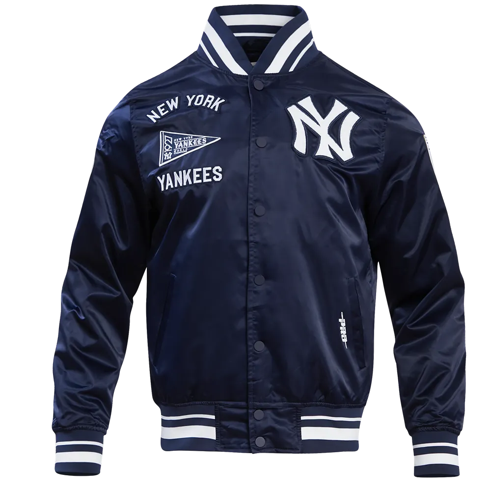 MLB NEW YORK YANKEES RETRO CLASSIC MEN'S RIB SATIN JACKET (MIDNIGHT NAVY)