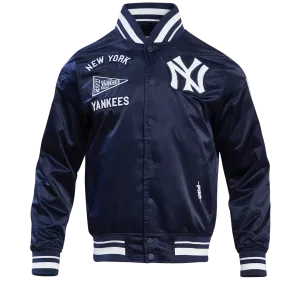 MLB NEW YORK YANKEES RETRO CLASSIC MEN'S RIB SATIN JACKET (MIDNIGHT NAVY)