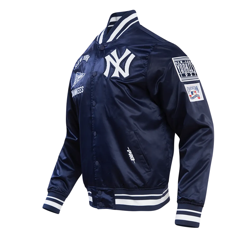MLB NEW YORK YANKEES RETRO CLASSIC MEN'S RIB SATIN JACKET (MIDNIGHT NAVY)