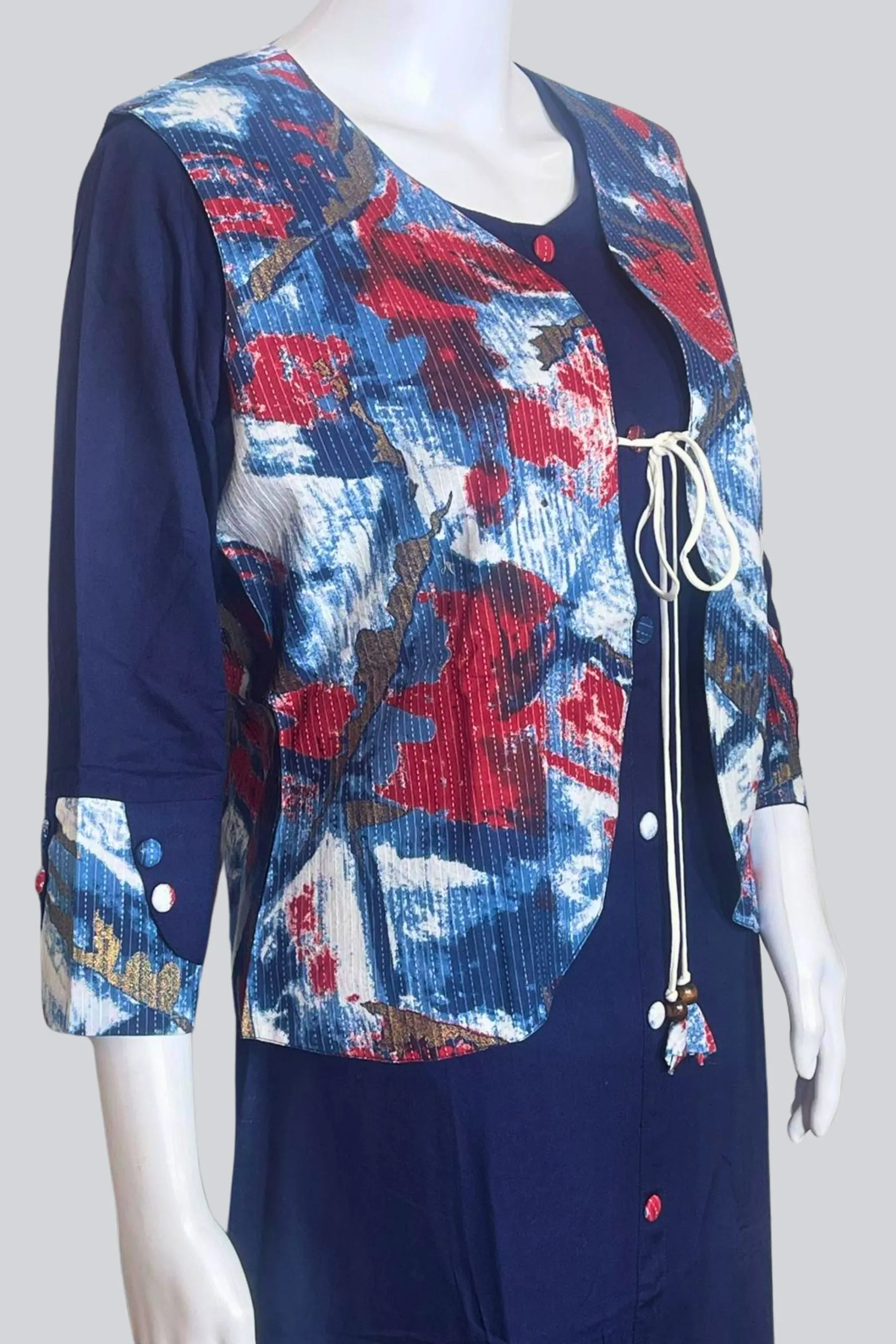 Modern Elegance Rayon Kurti With Short Overcoat |JCS Fashion