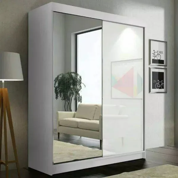 Montana High Gloss 2 Sliding Door Wardrobe with Mirror and Drawers