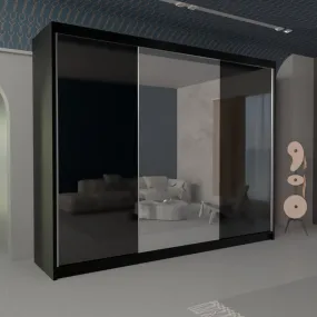 Montana High Gloss 2 Sliding Door Wardrobe with Mirror and Drawers