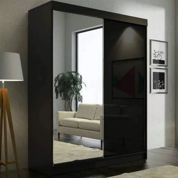 Montana High Gloss 2 Sliding Door Wardrobe with Mirror and Drawers