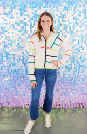 Multi Colored Collard Stripe Sweater