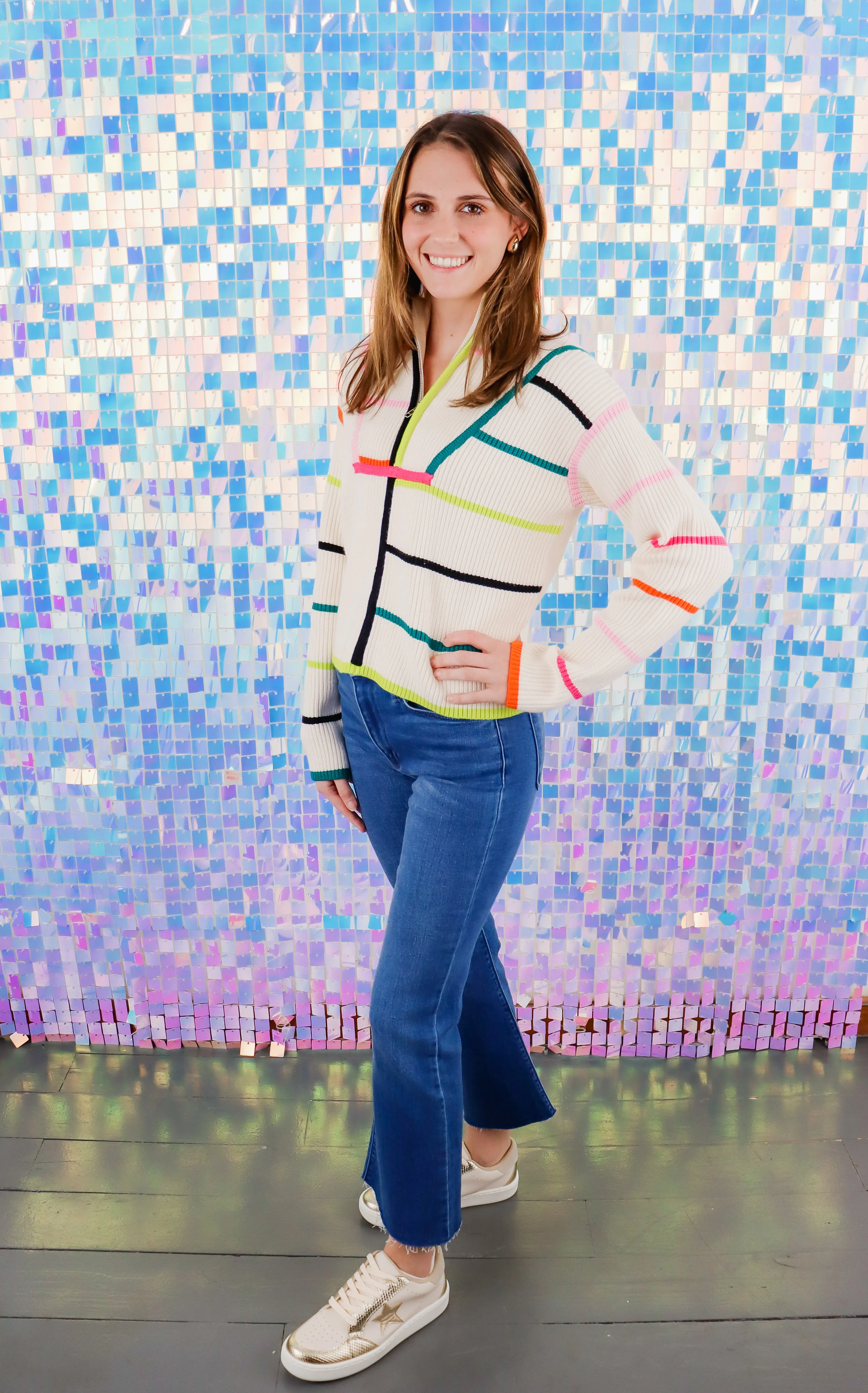 Multi Colored Collard Stripe Sweater
