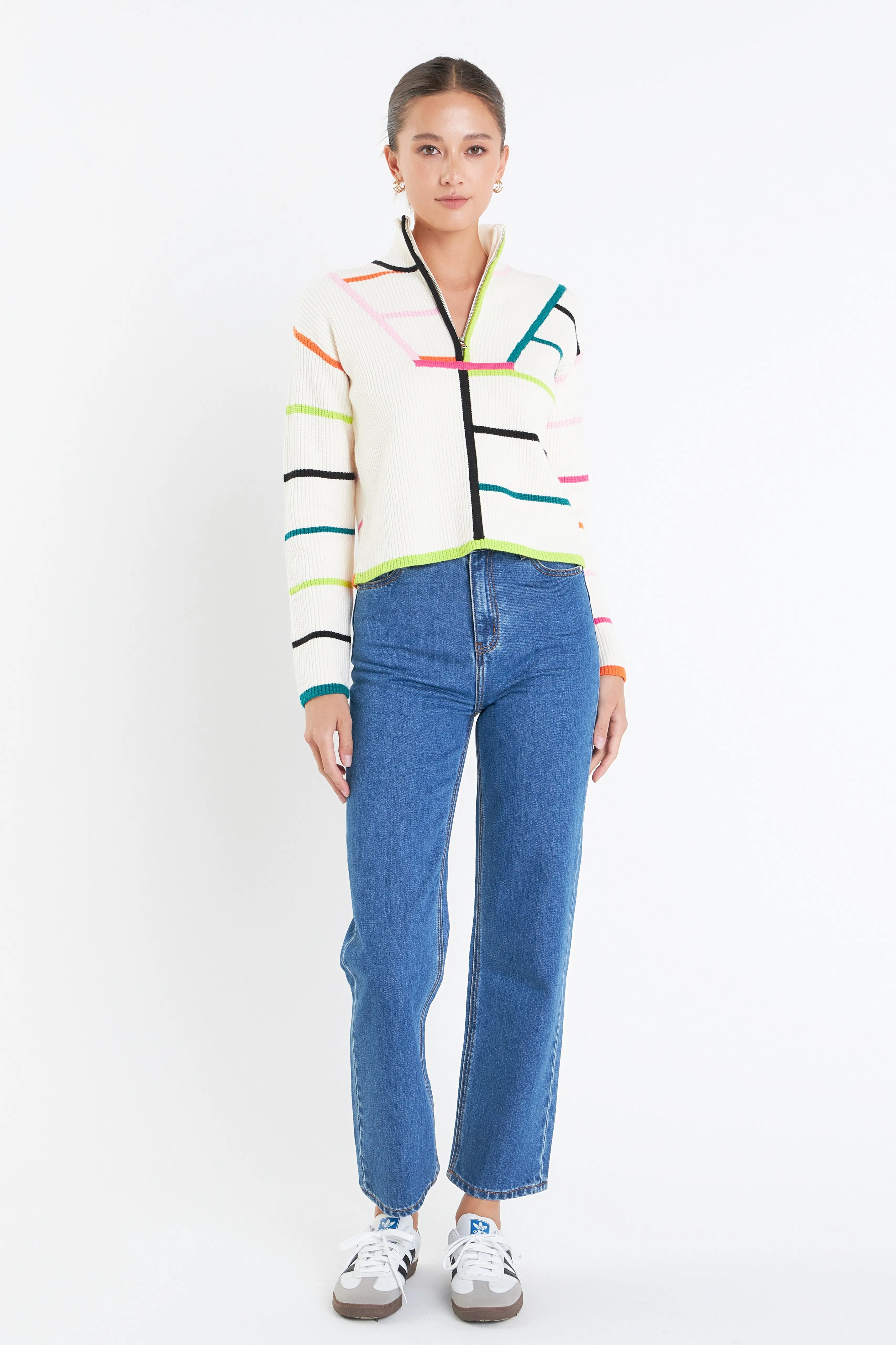Multi Colored Collard Stripe Sweater