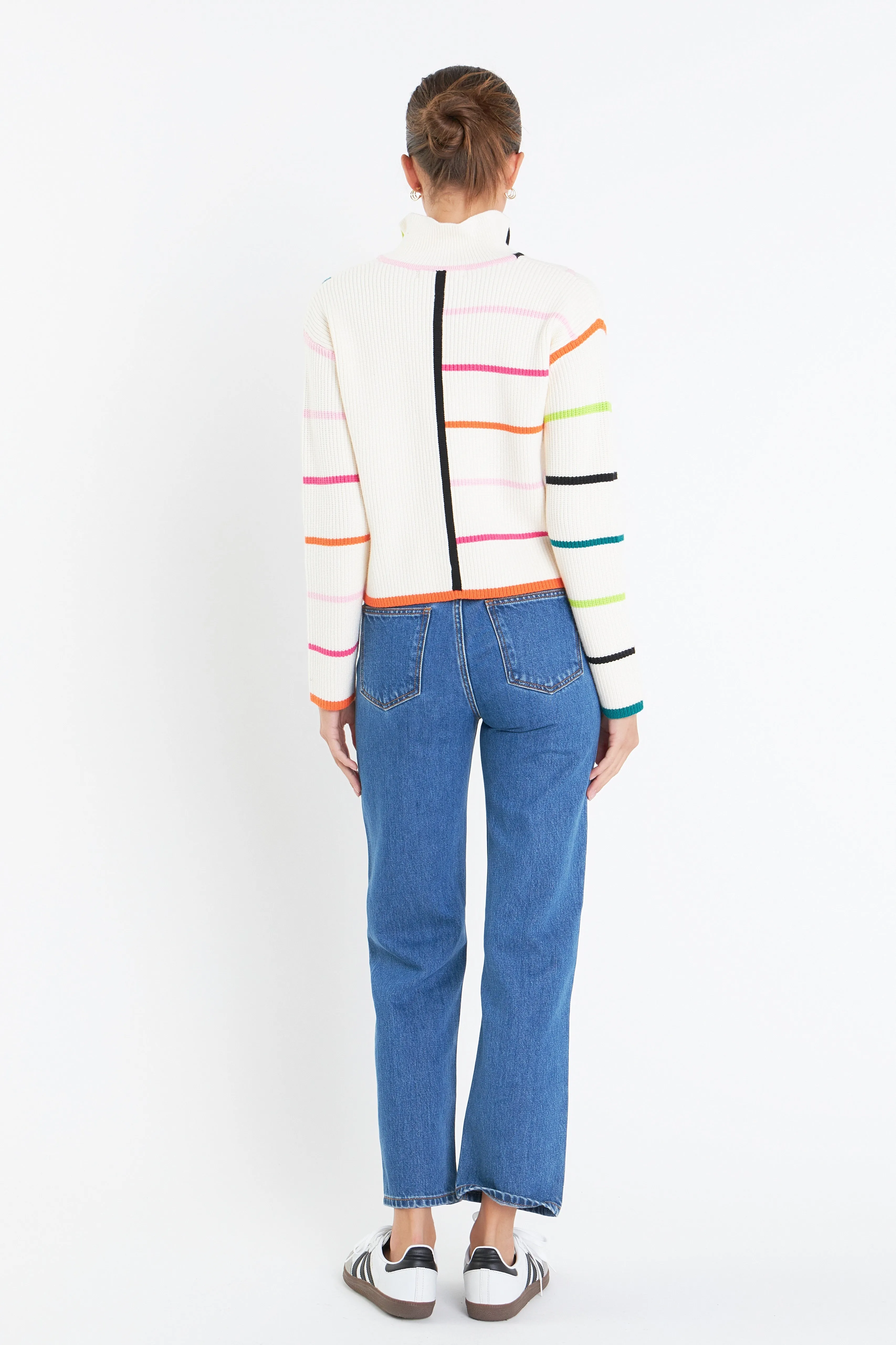 Multi Colored Collard Stripe Sweater