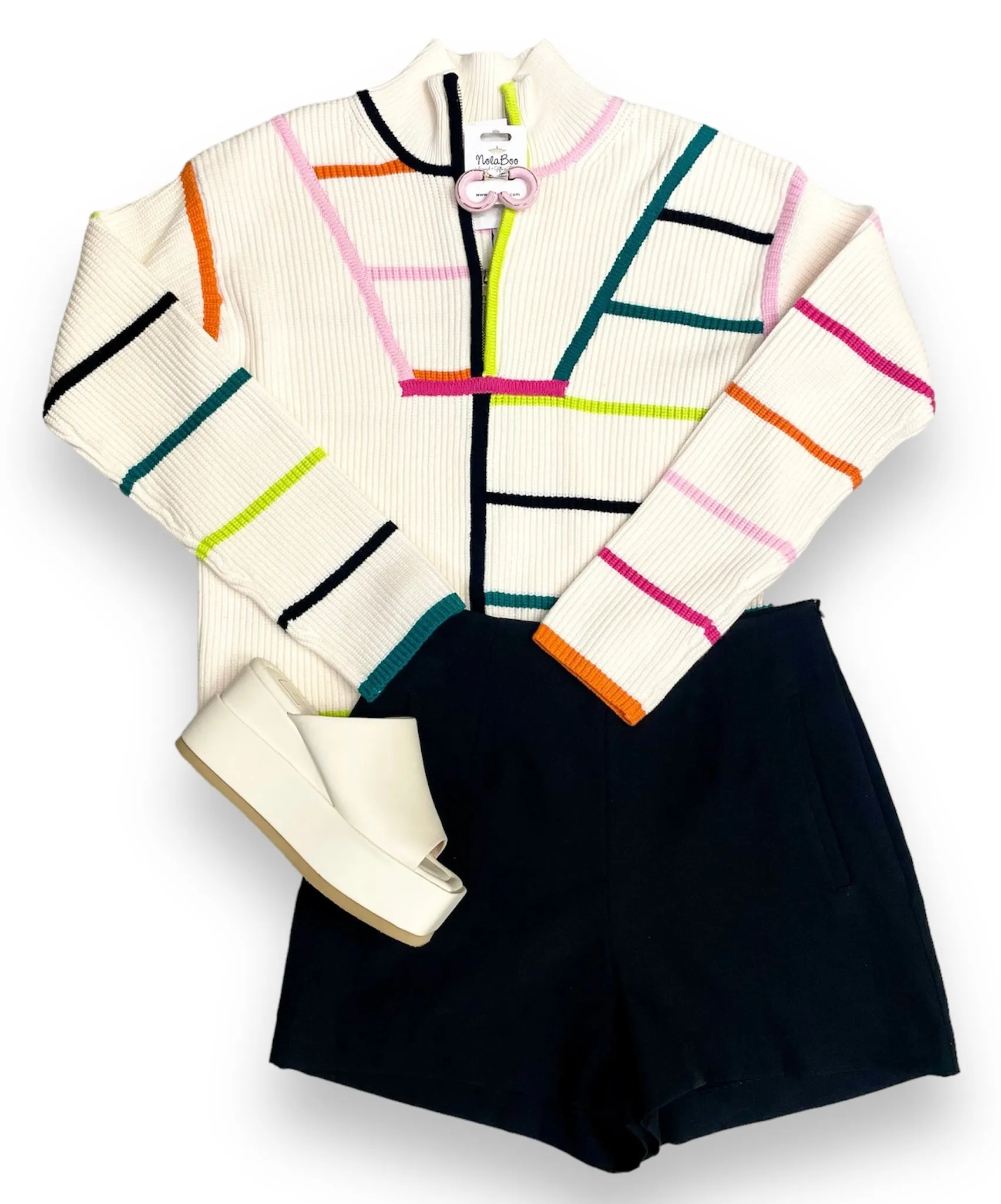 Multi Colored Collard Stripe Sweater