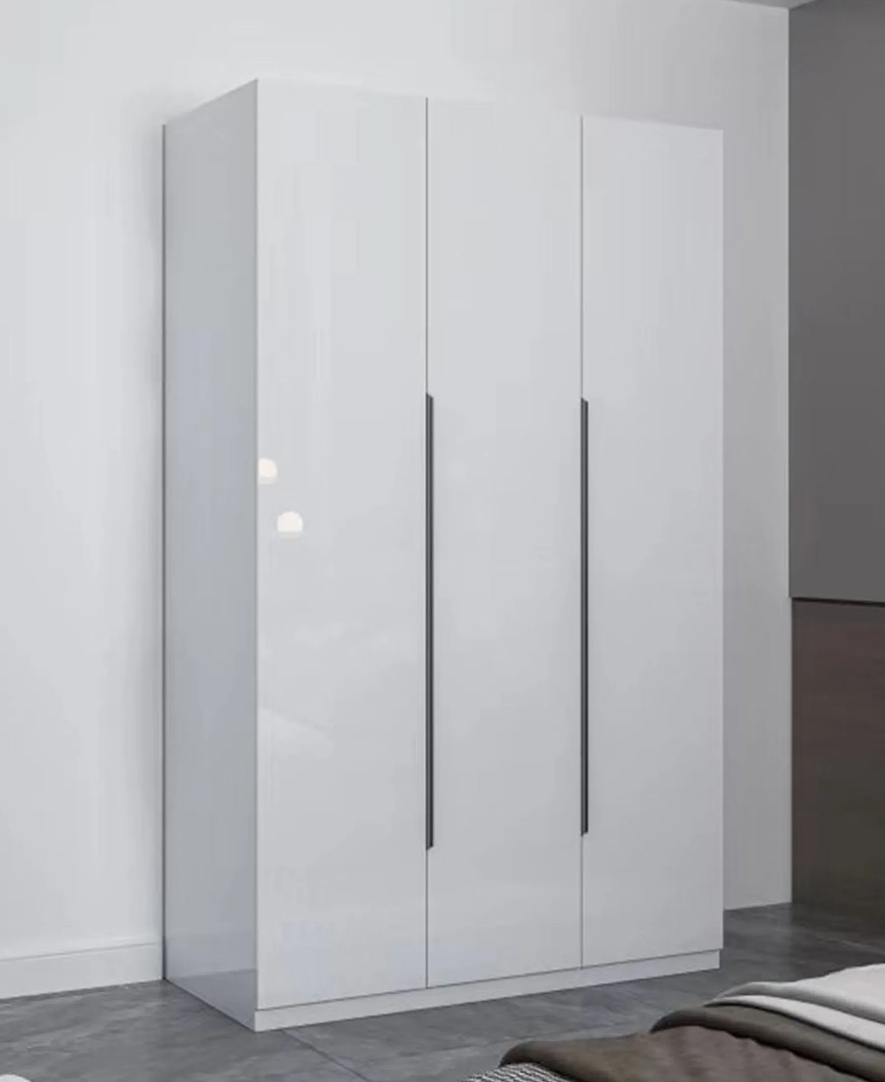MW3G 3 Door High Gloss Wardrobe White