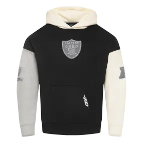 NFL LAS VEGAS RAIDERS REVERSE FRENCH TERRY MEN'S CB FLC PO HOODIE (BLACK/GRAY/EGGSHELL)