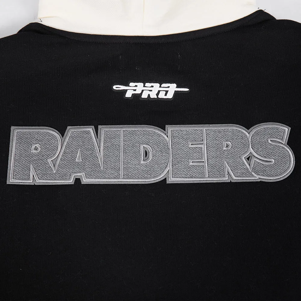 NFL LAS VEGAS RAIDERS REVERSE FRENCH TERRY MEN'S CB FLC PO HOODIE (BLACK/GRAY/EGGSHELL)