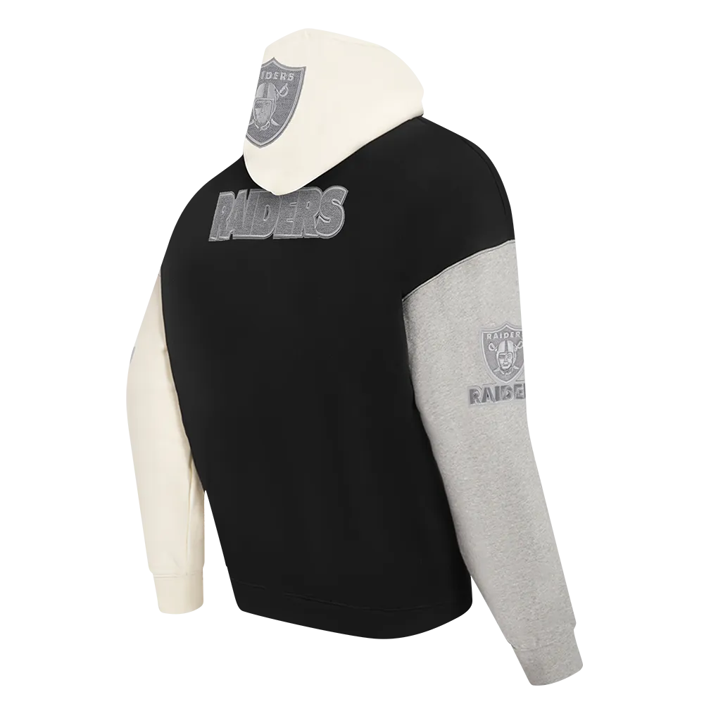 NFL LAS VEGAS RAIDERS REVERSE FRENCH TERRY MEN'S CB FLC PO HOODIE (BLACK/GRAY/EGGSHELL)