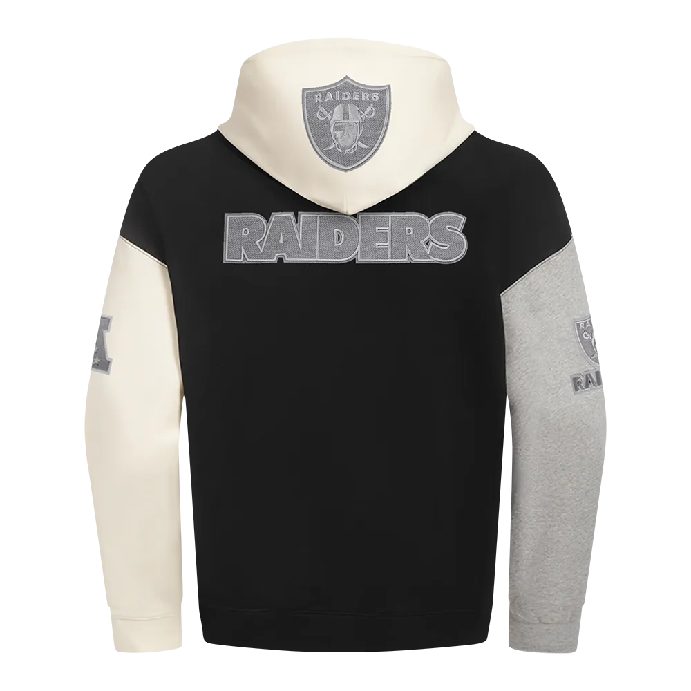NFL LAS VEGAS RAIDERS REVERSE FRENCH TERRY MEN'S CB FLC PO HOODIE (BLACK/GRAY/EGGSHELL)