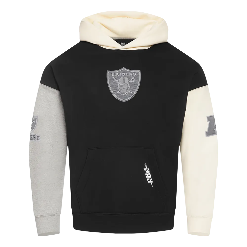 NFL LAS VEGAS RAIDERS REVERSE FRENCH TERRY MEN'S CB FLC PO HOODIE (BLACK/GRAY/EGGSHELL)