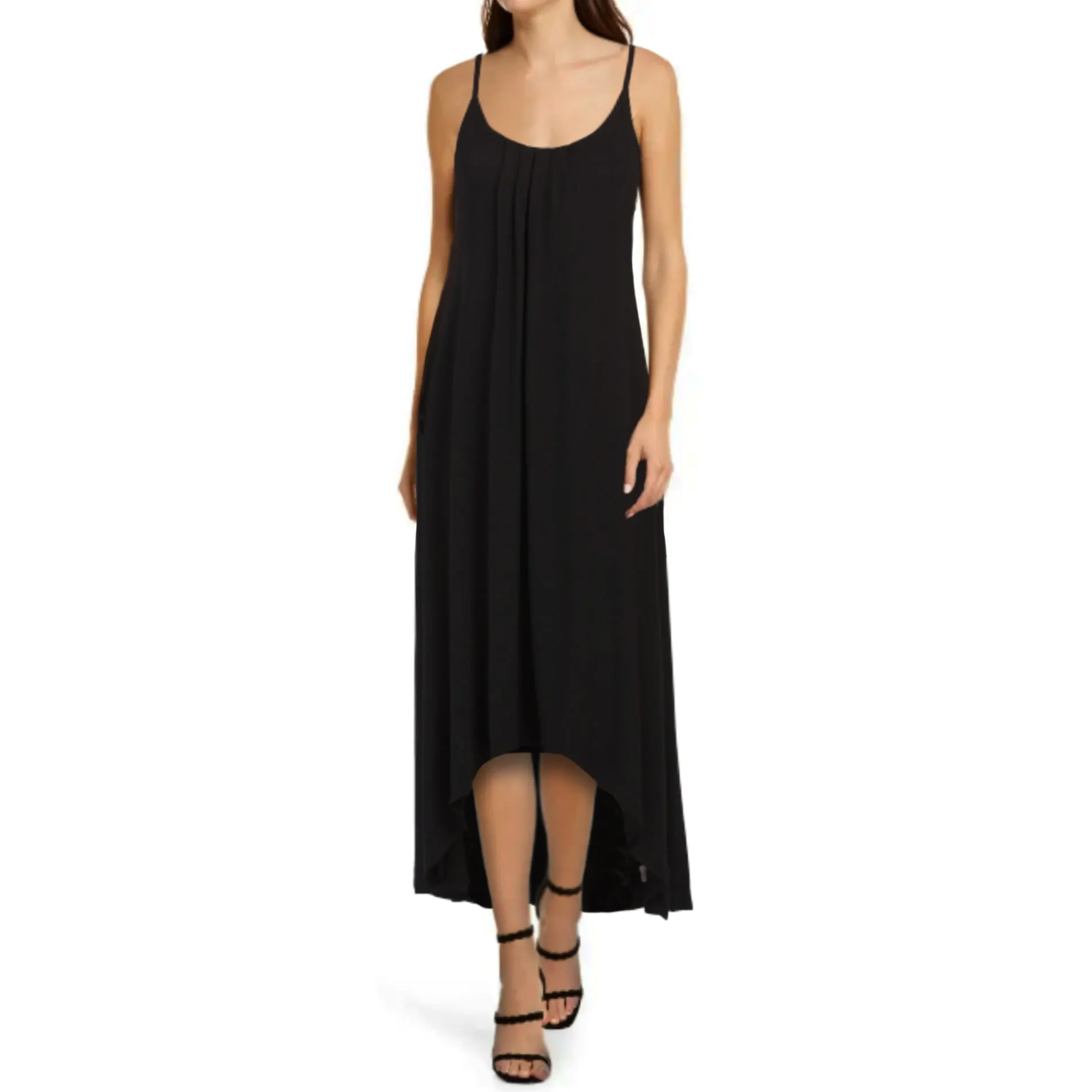 Nicole Miller High Low Hem Lightweight Strappy Ladder Back Maxi Dress