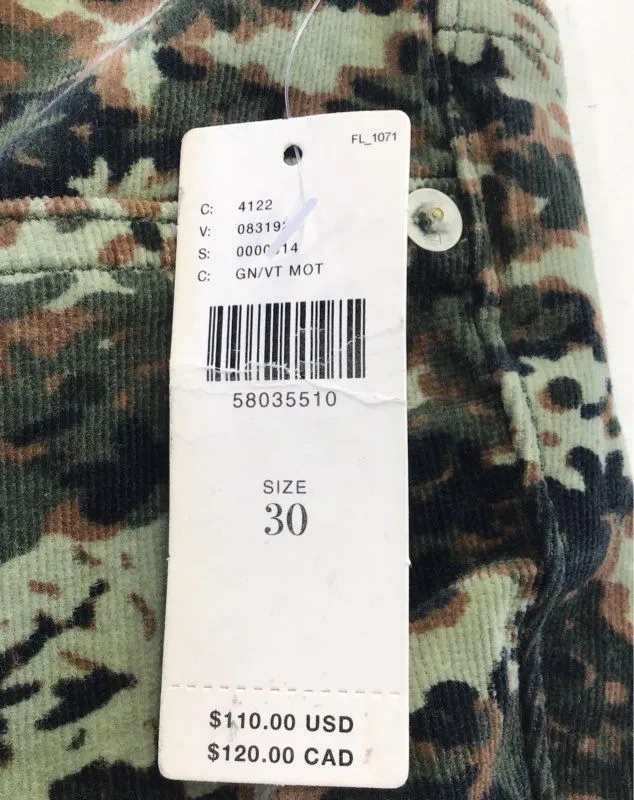 NWT Anthropologie Women's Green Camo High-Rise Skinny Leg Chino Pants - Size 30
