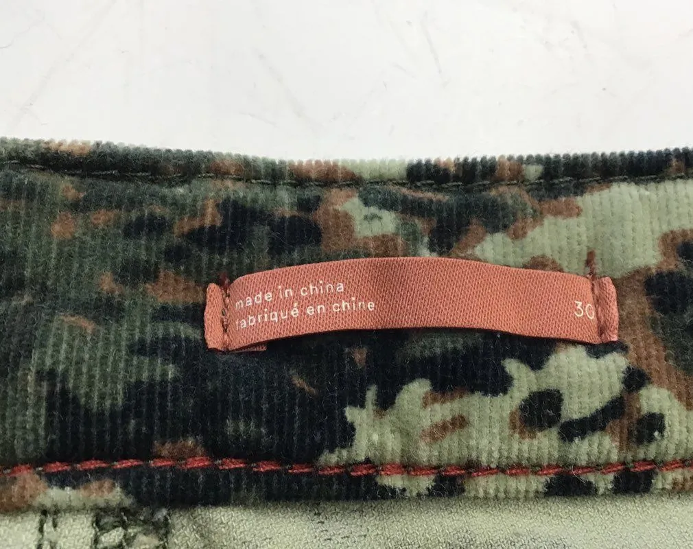 NWT Anthropologie Women's Green Camo High-Rise Skinny Leg Chino Pants - Size 30