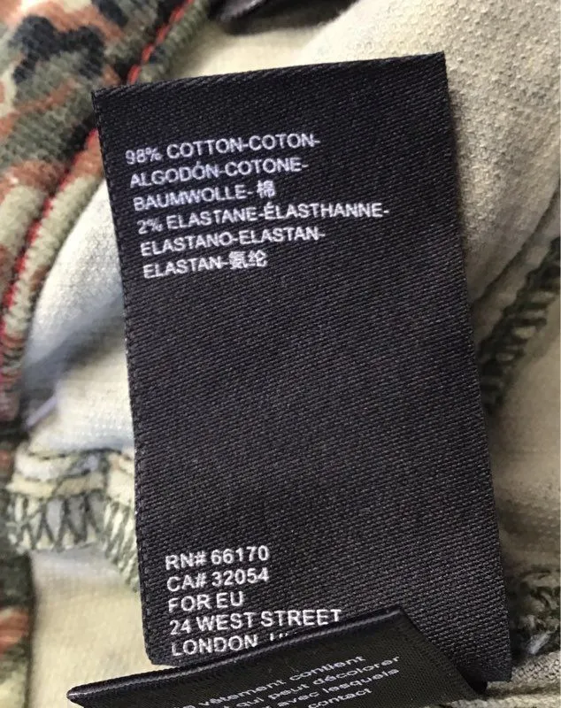 NWT Anthropologie Women's Green Camo High-Rise Skinny Leg Chino Pants - Size 30