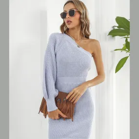 One-Shoulder Mini Sweater Dress