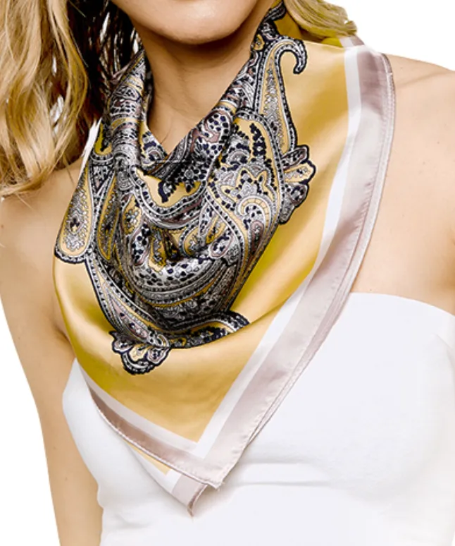 Paisley & Border Print Silky Bandana