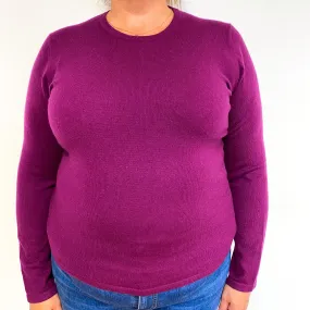 Plum Purple Cashmere Crew Neck Jumper Extra Large