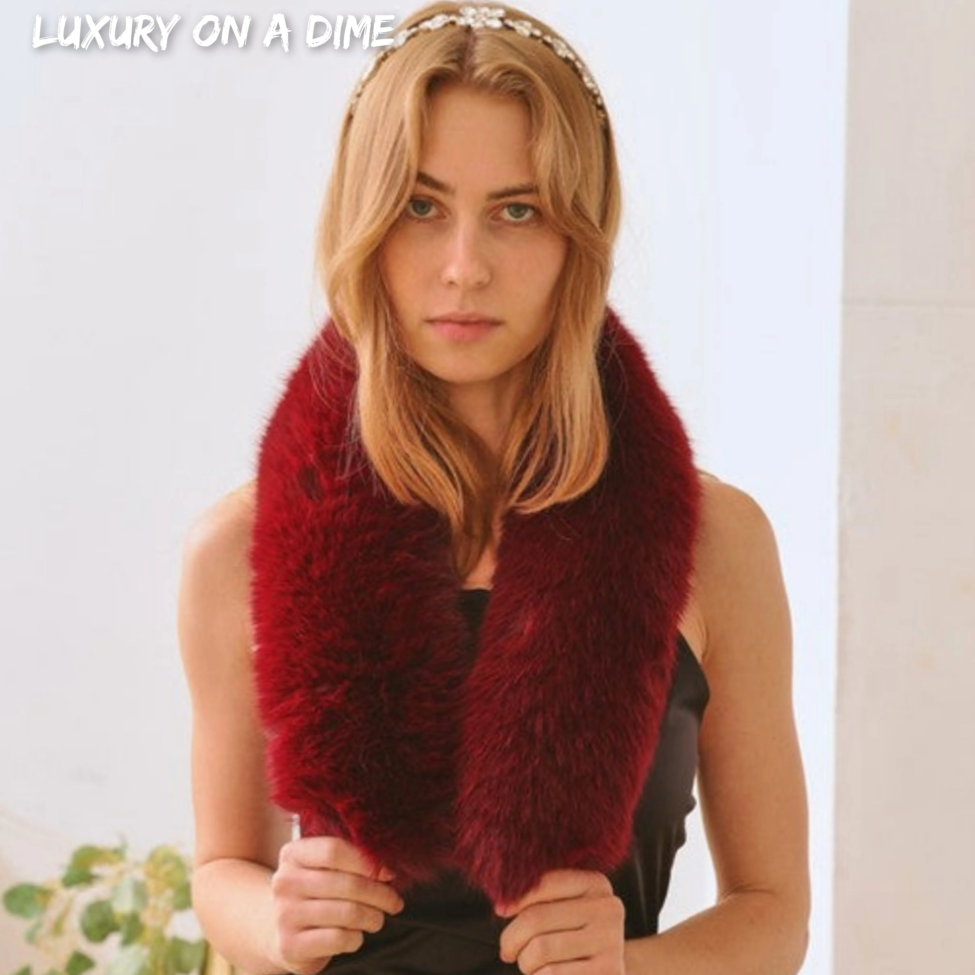 Plush Vegan Faux Fur Retro Collar Scarf Luxury Fashion Statement Accessory