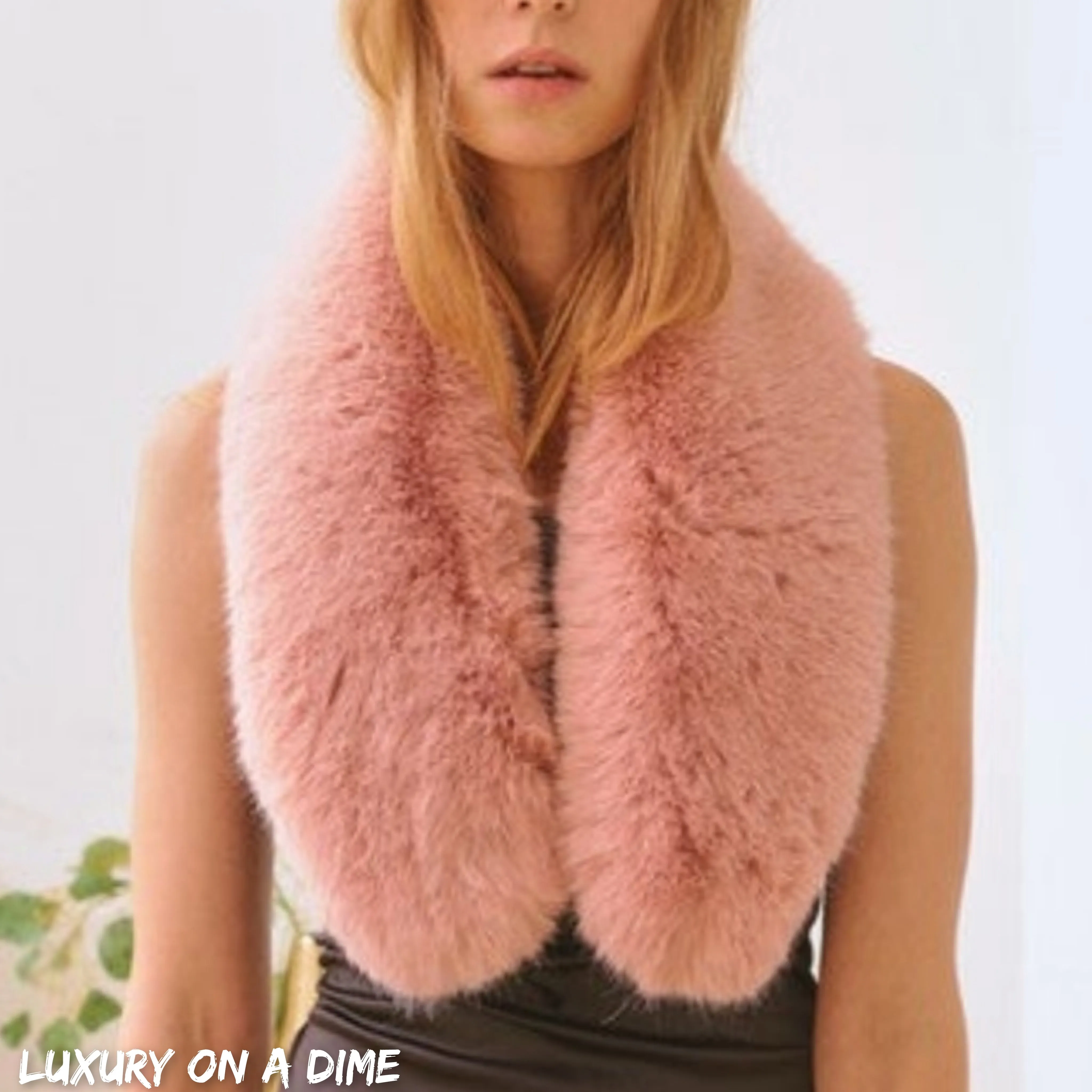 Plush Vegan Faux Fur Retro Collar Scarf Luxury Fashion Statement Accessory