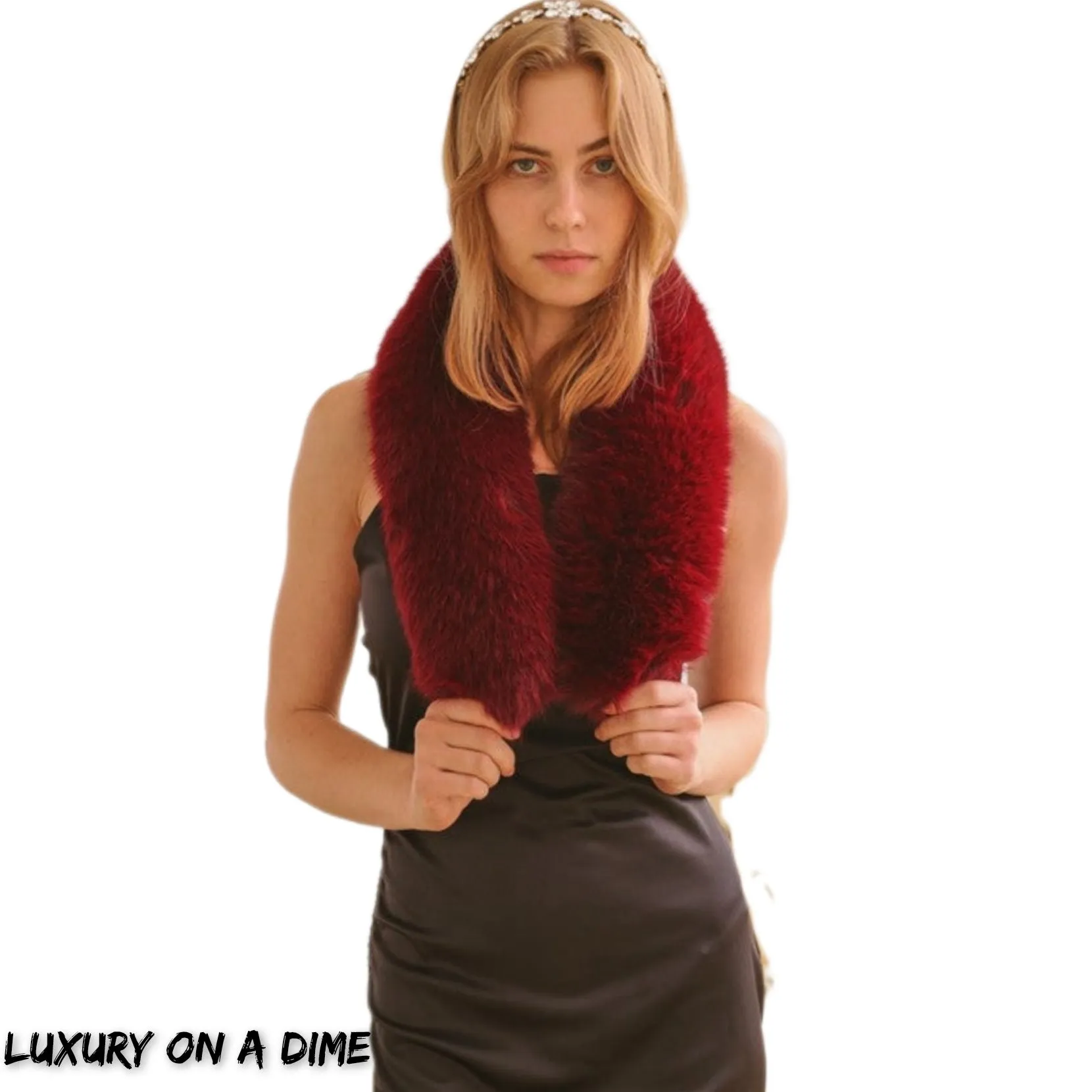 Plush Vegan Faux Fur Retro Collar Scarf Luxury Fashion Statement Accessory