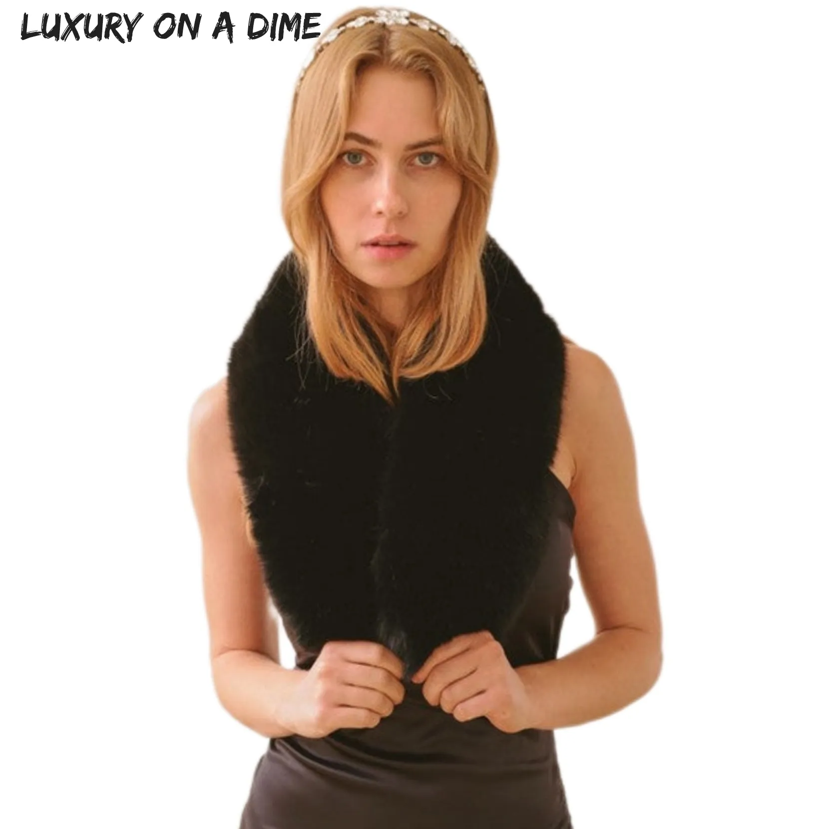 Plush Vegan Faux Fur Retro Collar Scarf Luxury Fashion Statement Accessory