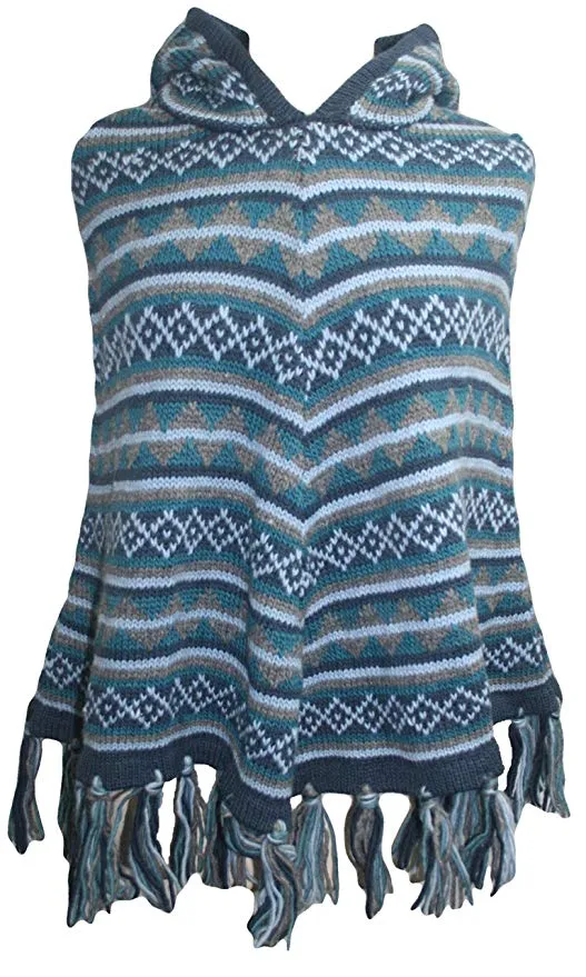 PN 100 Himalayan Soft Lambs Wool Hand Knitted Poncho
