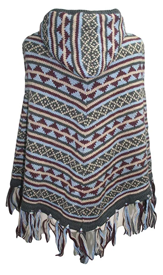 PN 100 Himalayan Soft Lambs Wool Hand Knitted Poncho