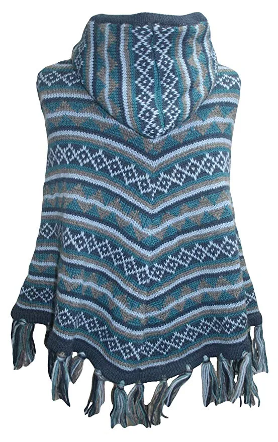 PN 100 Himalayan Soft Lambs Wool Hand Knitted Poncho