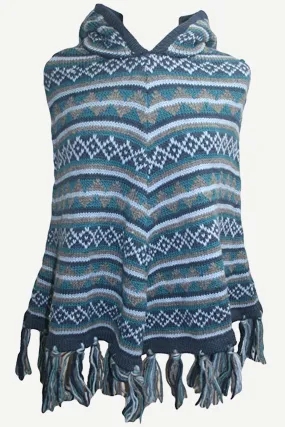 PN 100 Himalayan Soft Lambs Wool Hand Knitted Poncho