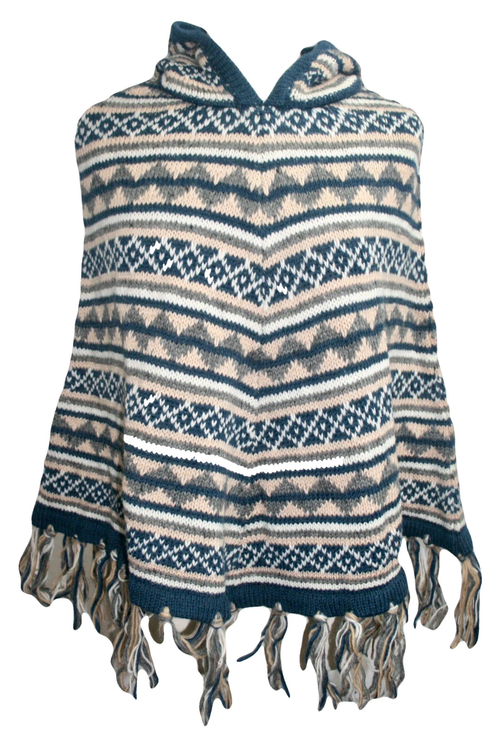 PN 100 Himalayan Soft Lambs Wool Hand Knitted Poncho