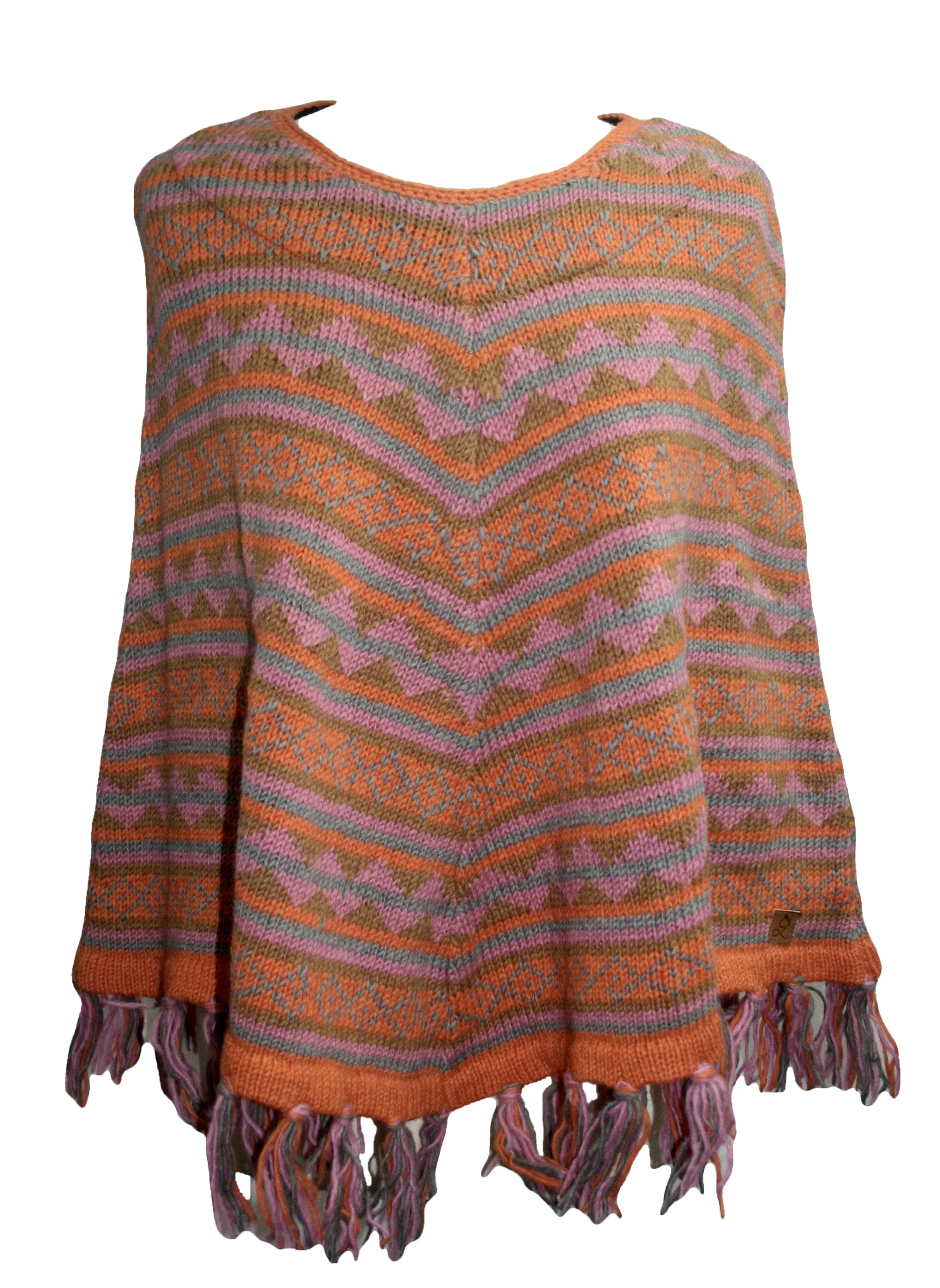 PN 100 Himalayan Soft Lambs Wool Hand Knitted Poncho