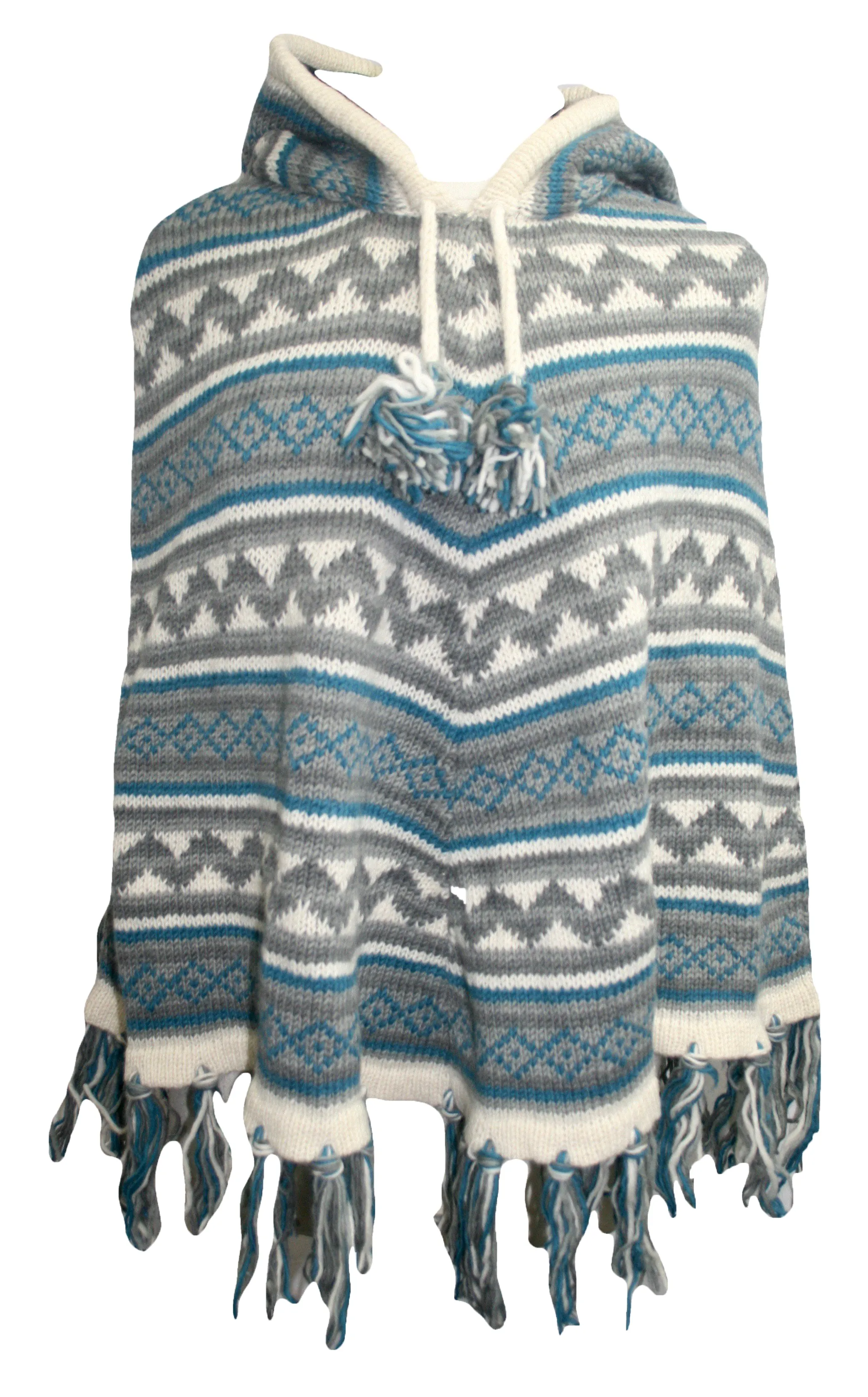 PN 100 Himalayan Soft Lambs Wool Hand Knitted Poncho