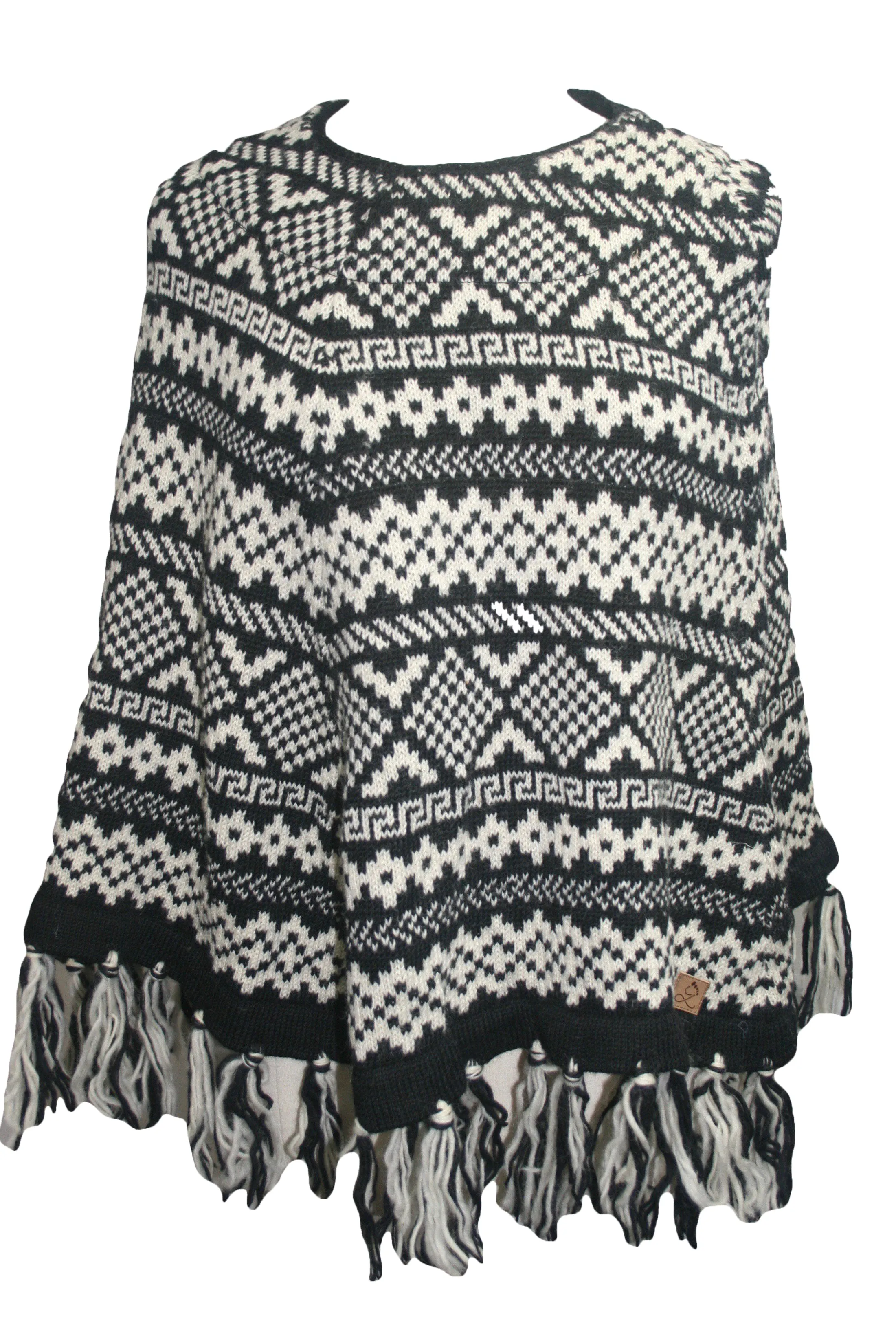PN 100 Himalayan Soft Lambs Wool Hand Knitted Poncho