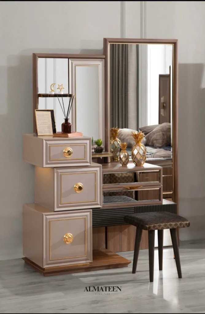 Porto Bedroom Set with King Size Bed, Dresser, Wardrobe and Side Tables