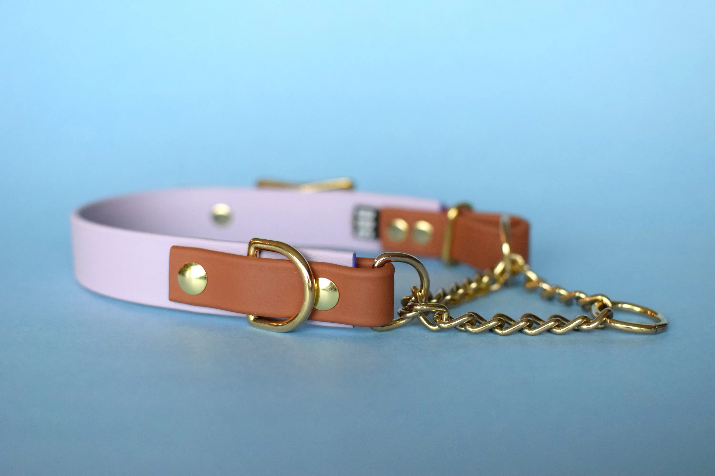 PREMADE COLLECTION - Pastel Purple & Tan Biothane Martingale Dog Collar