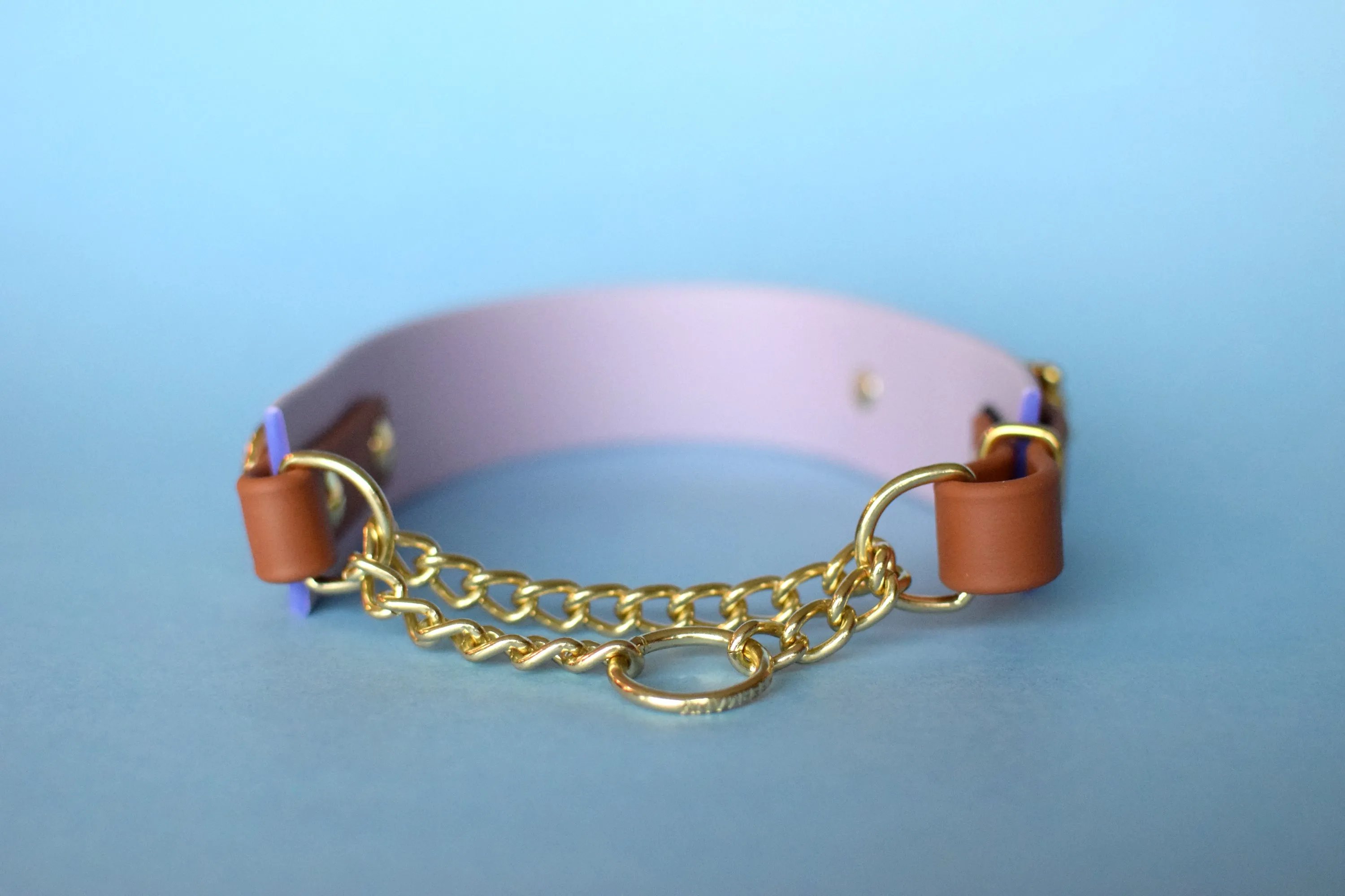 PREMADE COLLECTION - Pastel Purple & Tan Biothane Martingale Dog Collar