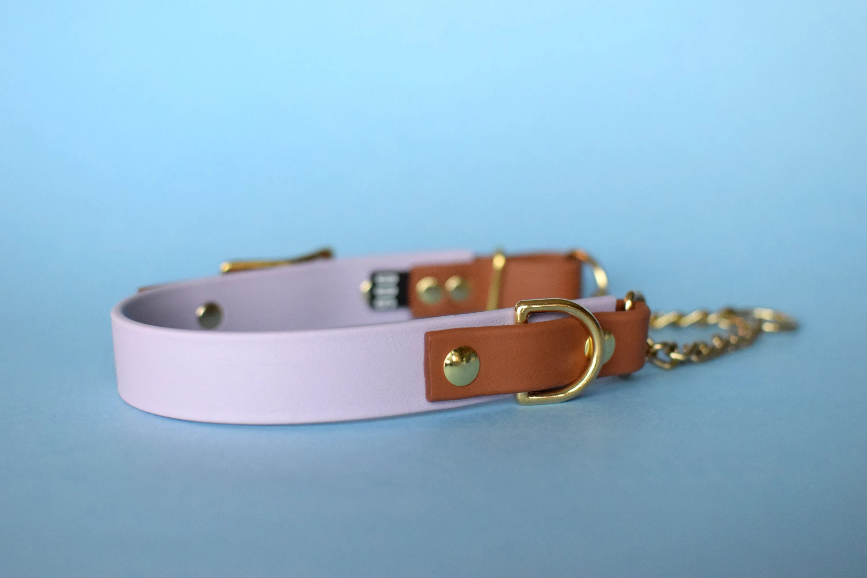 PREMADE COLLECTION - Pastel Purple & Tan Biothane Martingale Dog Collar
