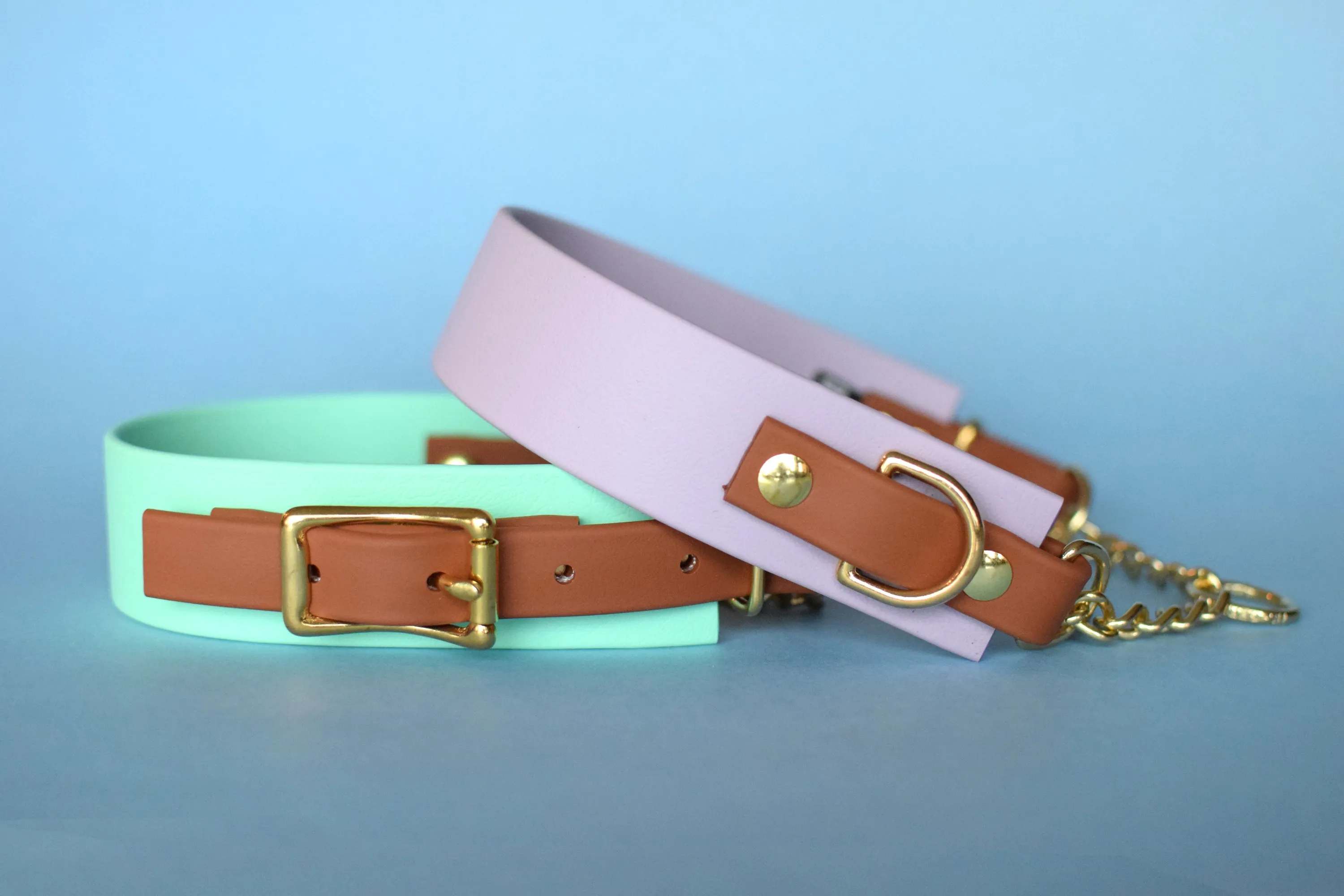 PREMADE COLLECTION - Pastel Purple & Tan Biothane Martingale Dog Collar