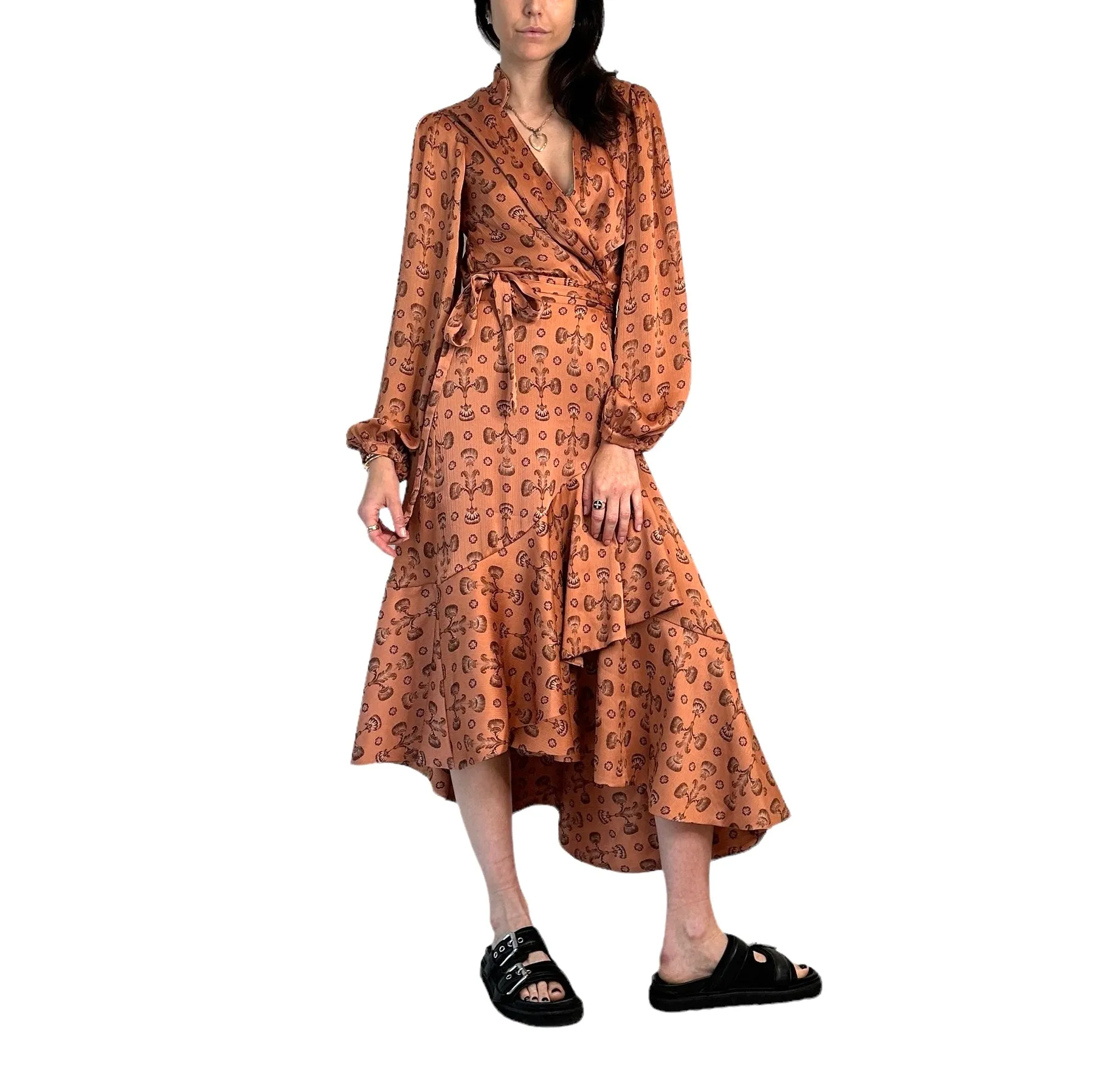 Printed Silky Maxi Dress - S