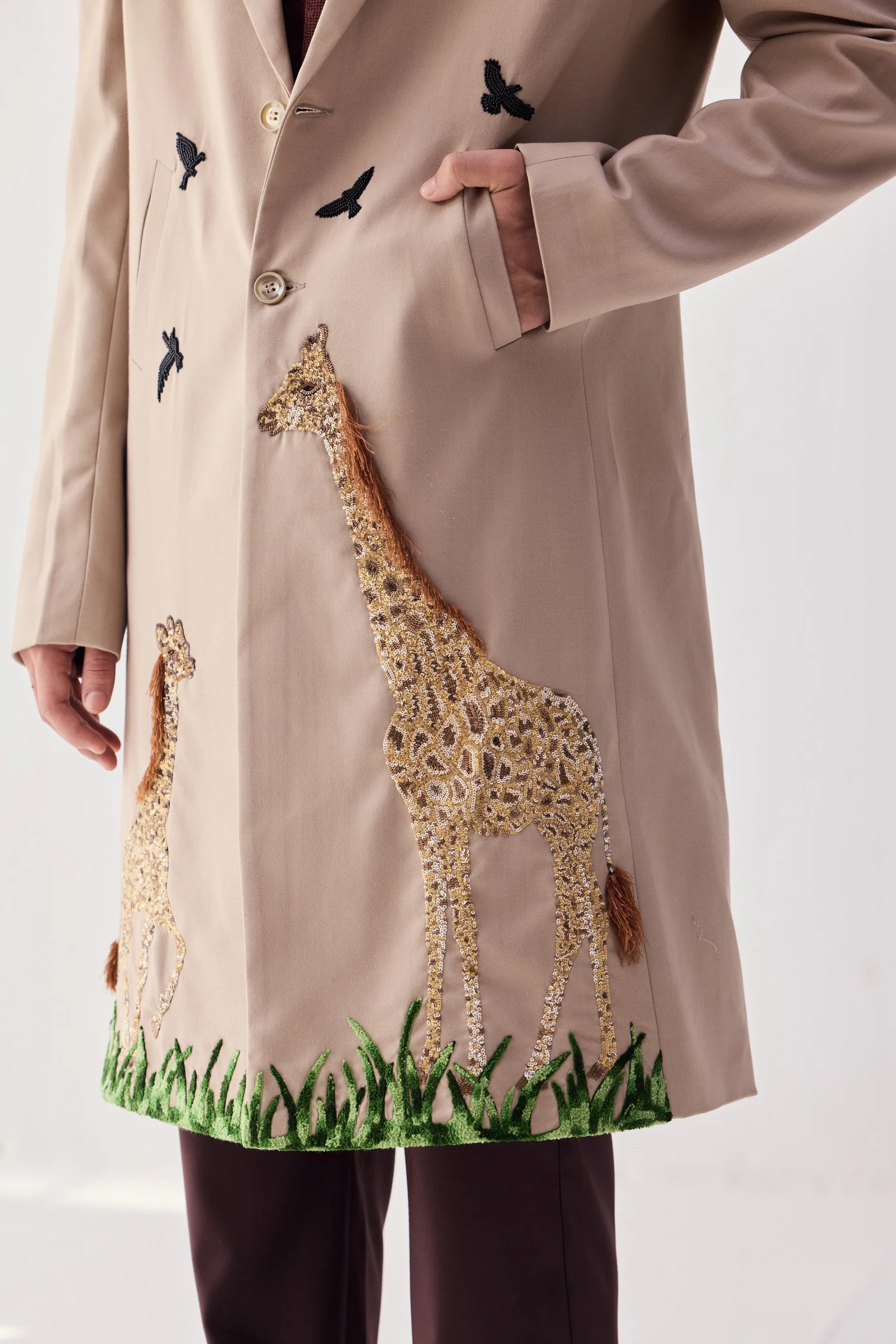 "Le Serengeti" hand embroidered overcoat